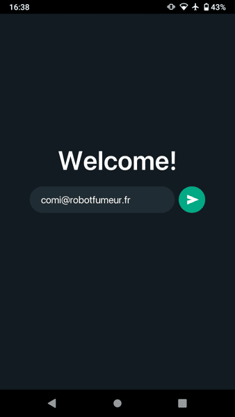 A screenshot of the login screen. It says 'Welcome!' in big letters.