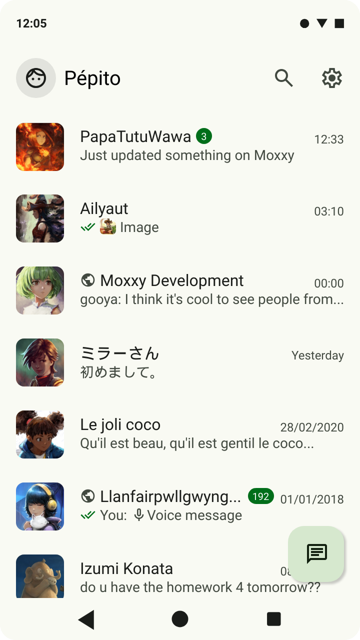 Simulation of the Home screen in use