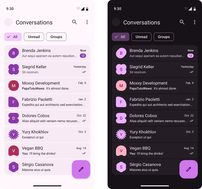 Home screen with expressive shapes