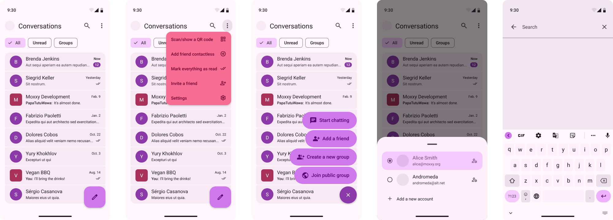 Moxxy home (light theme)
