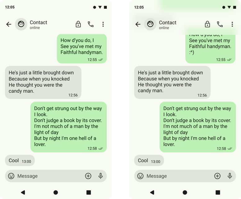 Chat screen with blurred header Chat screen with blurred header